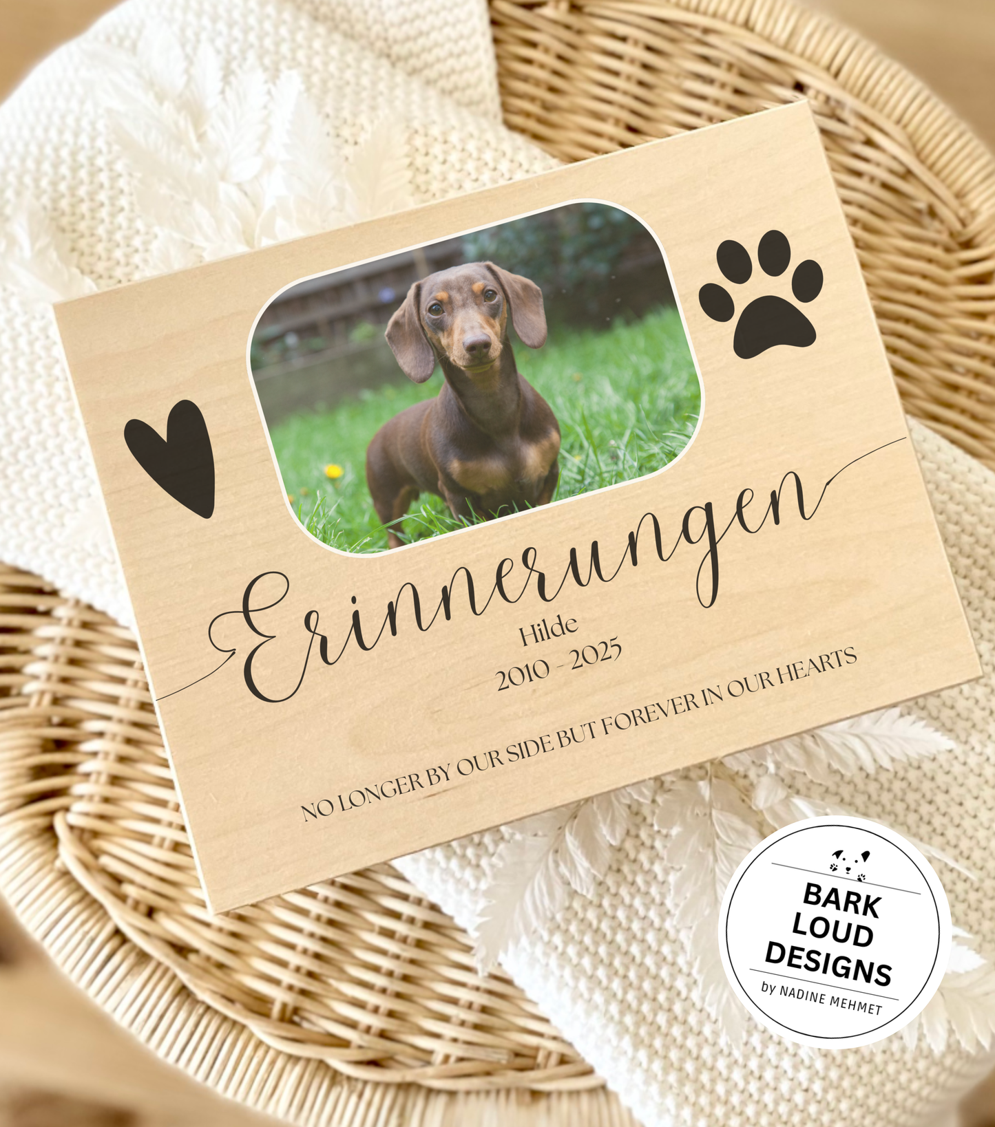 Erinnerungskiste Haustier - Trauer Geschenk - Single Foto