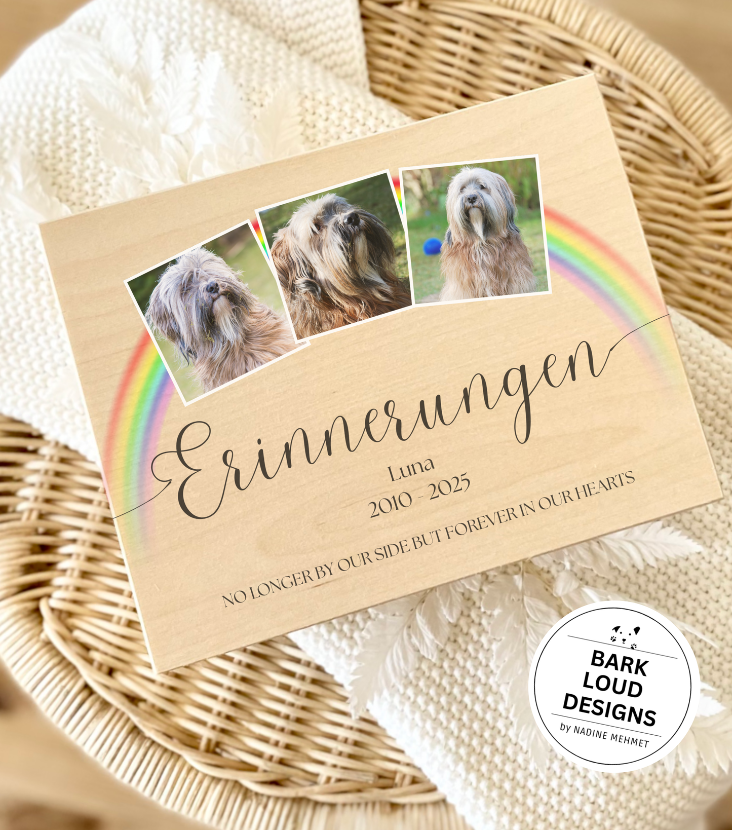 Erinnerungskiste Haustier - Trauer Geschenk - Multi Foto Rainbow