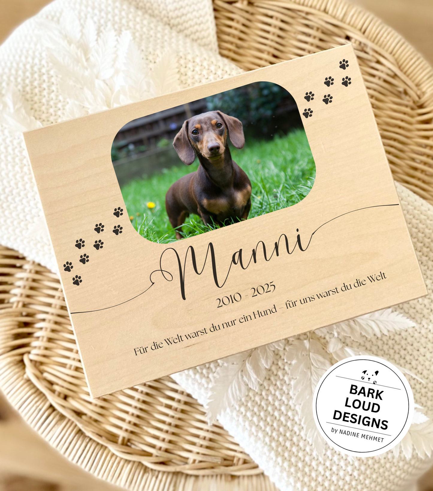Erinnerungskiste Hund - Trauer Geschenk - Single Foto Paws