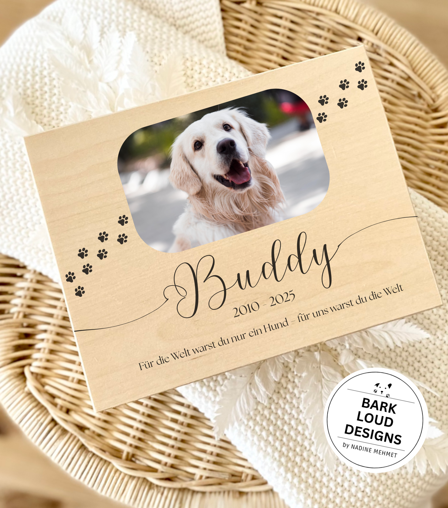 Erinnerungskiste Hund - Trauer Geschenk - Single Foto Paws