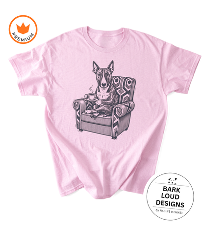 T-Shirt Bullterrier mit Kaffee - Vintage aus Biobaumwolle