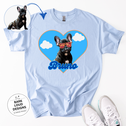 Personalisiertes T-Shirt mit Foto und Name Haustier - Sommer Herz