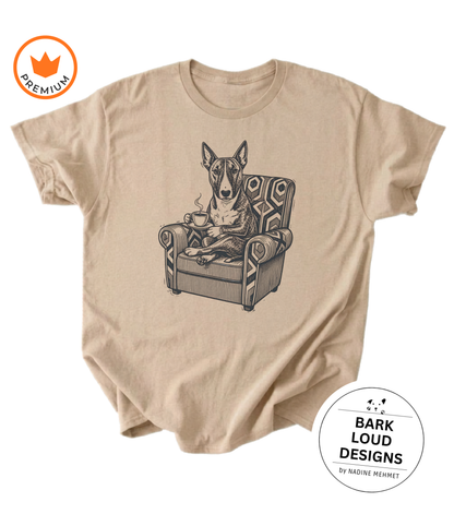 T-Shirt Bullterrier mit Kaffee - Vintage aus Biobaumwolle