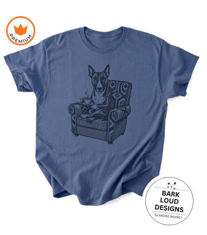 T-Shirt Bullterrier mit Kaffee - Vintage aus Biobaumwolle