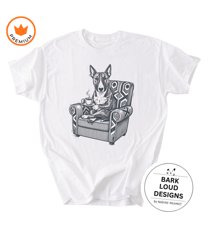 T-Shirt Bullterrier mit Kaffee - Vintage aus Biobaumwolle