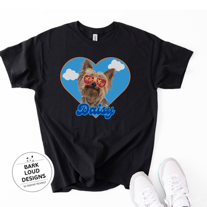 Personalisiertes T-Shirt mit Foto und Name Haustier - Sommer Herz