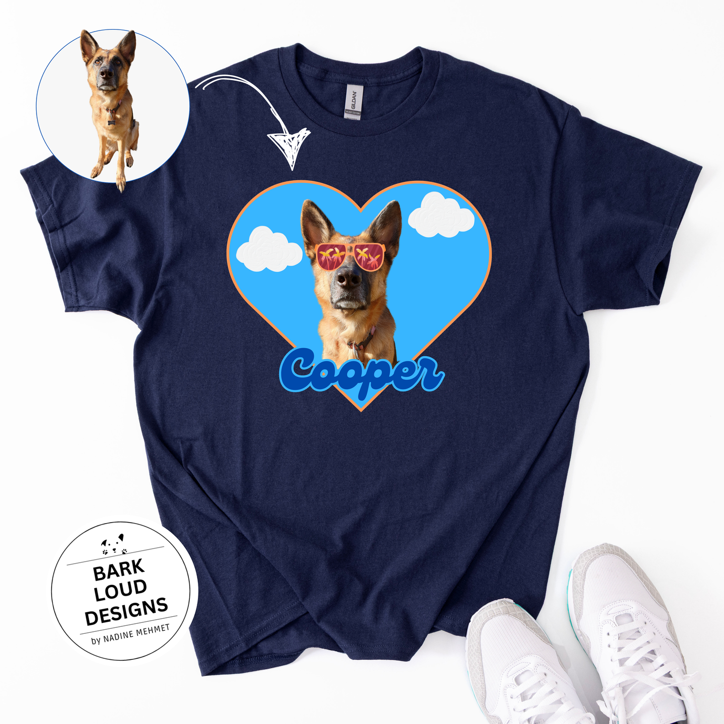 Personalisiertes T-Shirt mit Foto und Name Haustier - Sommer Herz