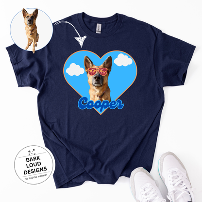 Personalisiertes T-Shirt mit Foto und Name Haustier - Sommer Herz