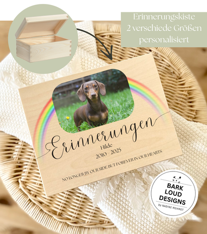 Erinnerungskiste Haustier - Trauer Geschenk - Single Foto Rainbow