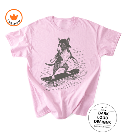 T-Shirt Bullterrier mit Skateboard - aus Biobaumwolle