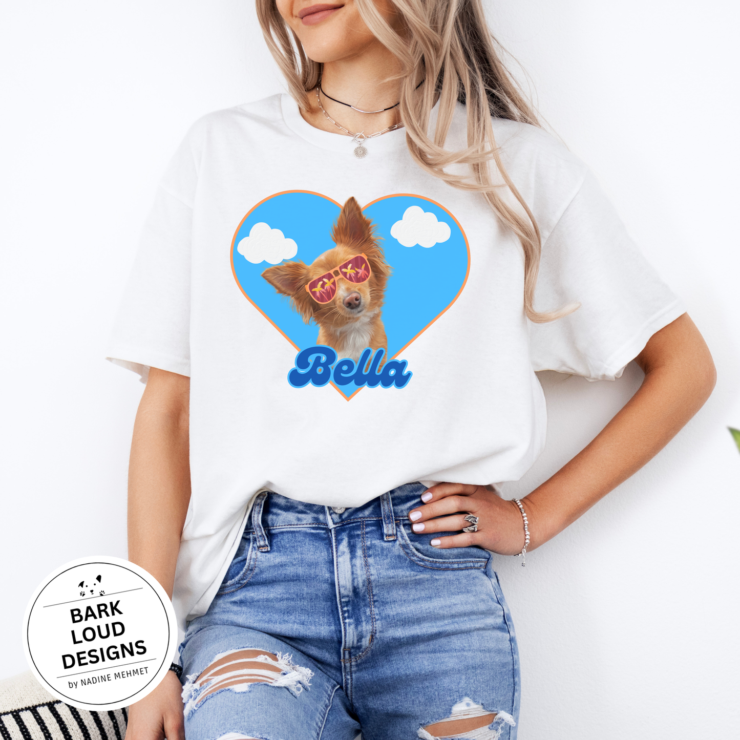 Personalisiertes T-Shirt mit Foto und Name Haustier - Sommer Herz