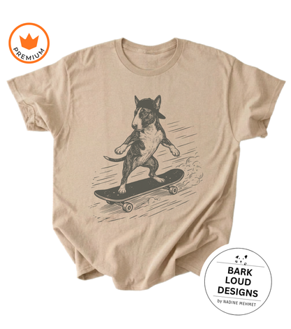 T-Shirt Bullterrier mit Skateboard - aus Biobaumwolle