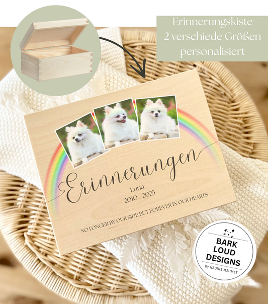 Erinnerungskiste Haustier - Trauer Geschenk - Multi Foto Rainbow