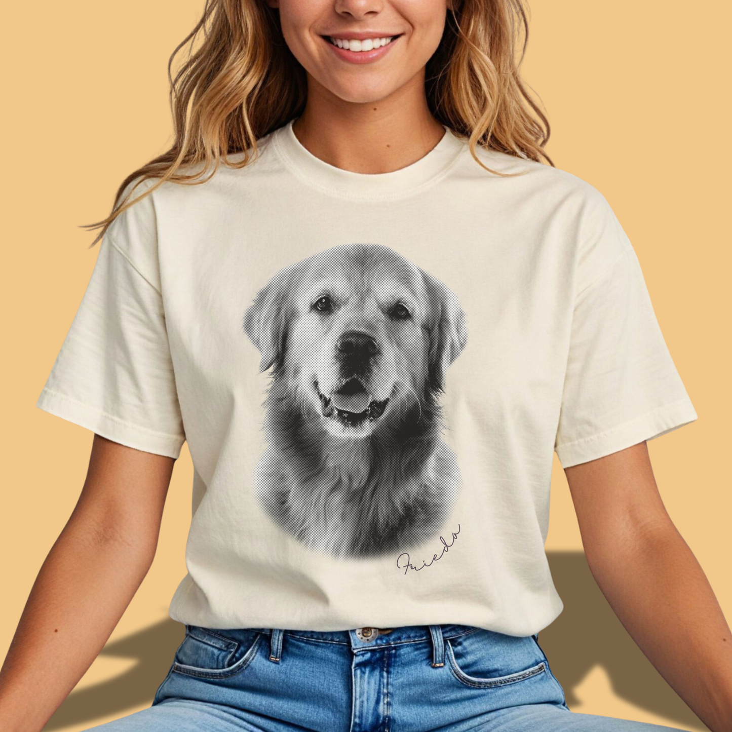 Personalisiertes T-Shirt mit Foto und Name Haustier - Vintage Style