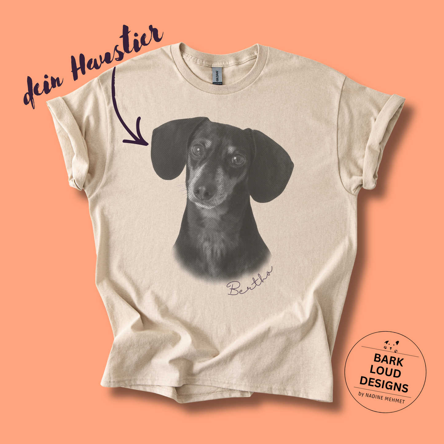 Personalisiertes T-Shirt mit Foto und Name Haustier - Vintage Style