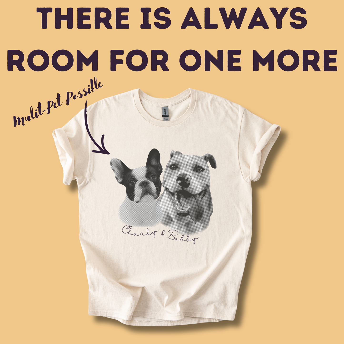 Personalisiertes T-Shirt mit Foto und Name Haustier - Vintage Style