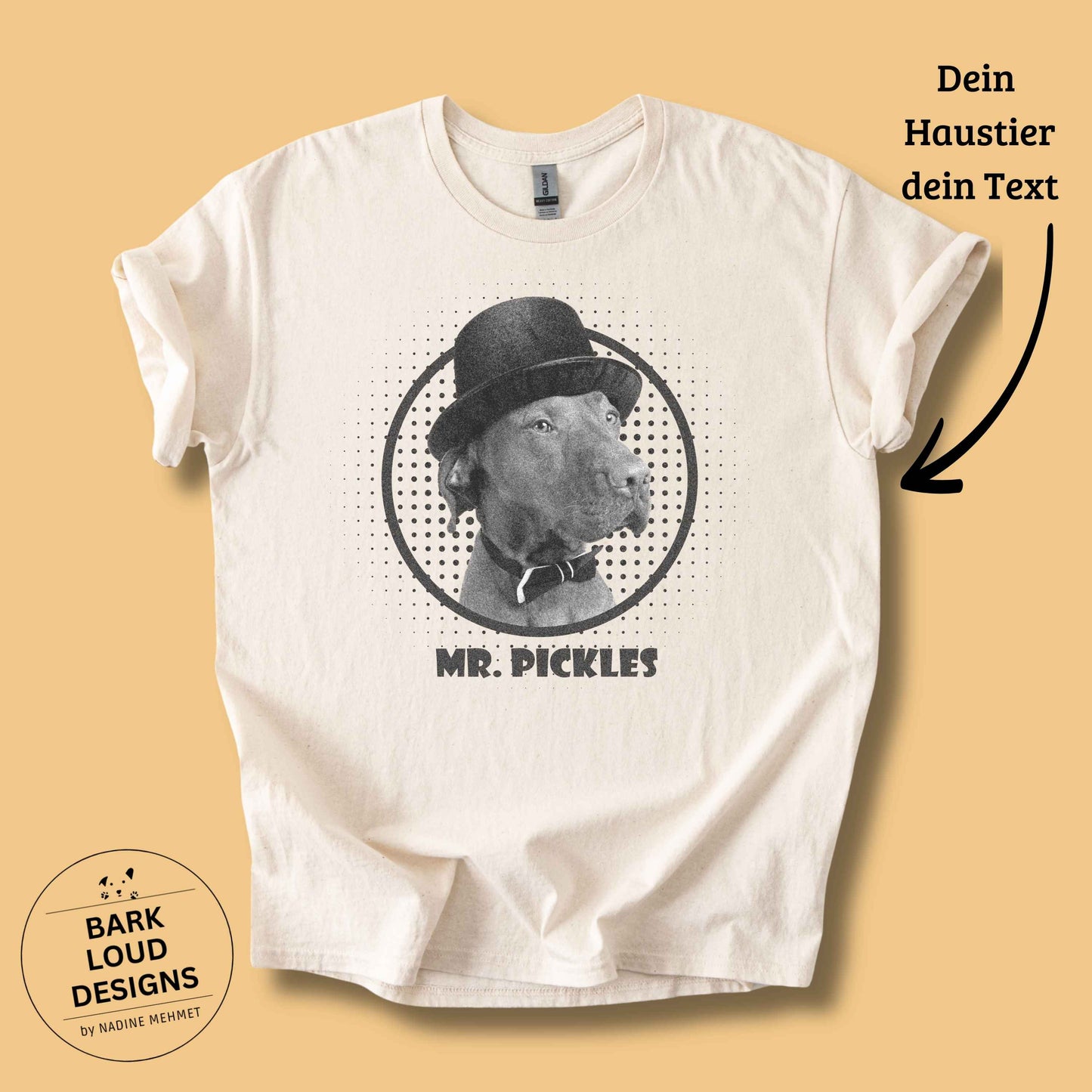 Personalisiertes T-Shirt mit Foto und Name Haustier - Vintage Film Look