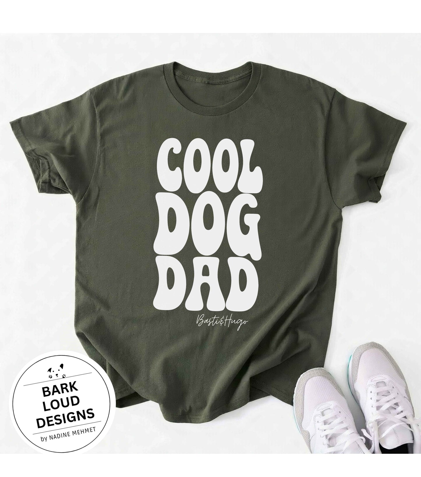 Personalisiertes Premium T-Shirt mit Namen - COOL DOG DAD aus Biobaumwolle