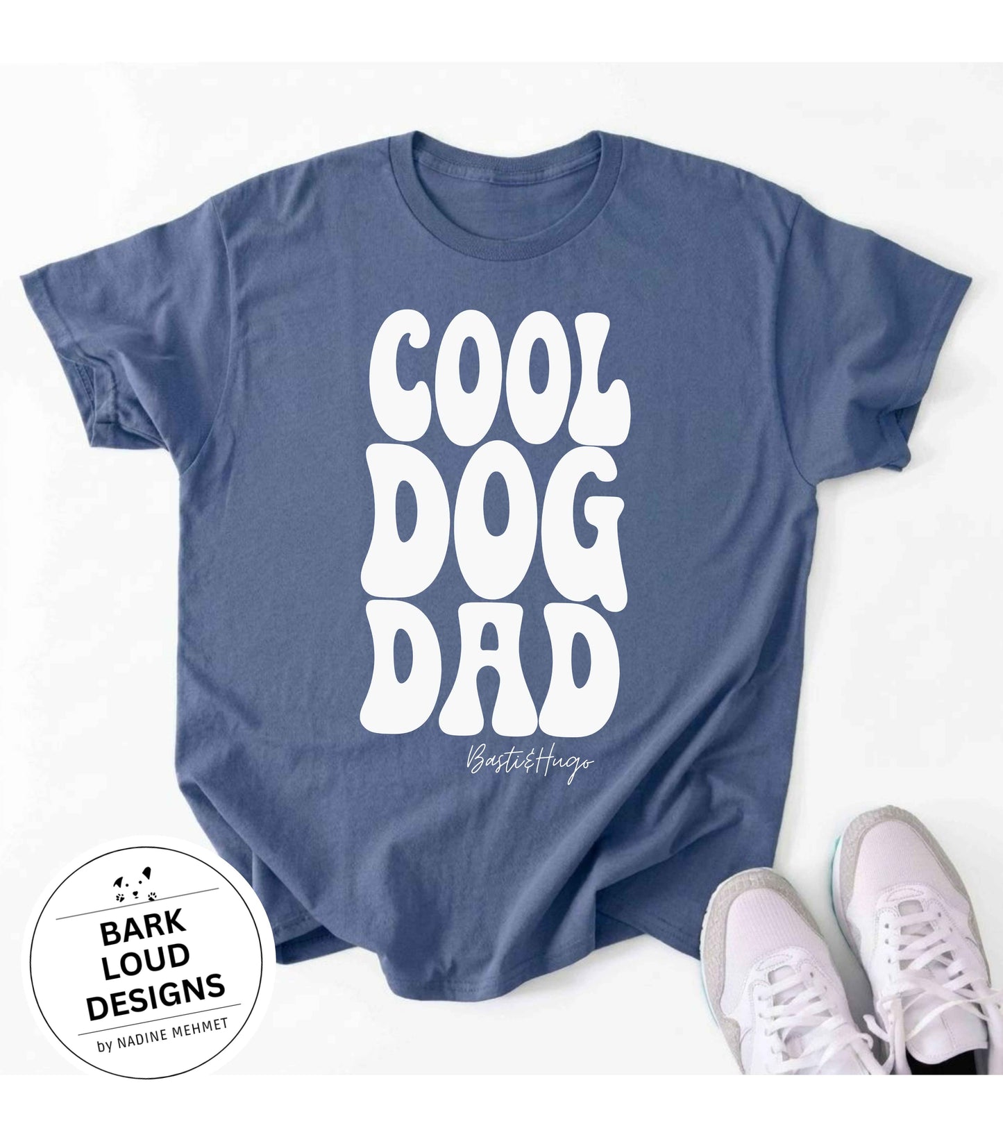Personalisiertes Premium T-Shirt mit Namen - COOL DOG DAD aus Biobaumwolle