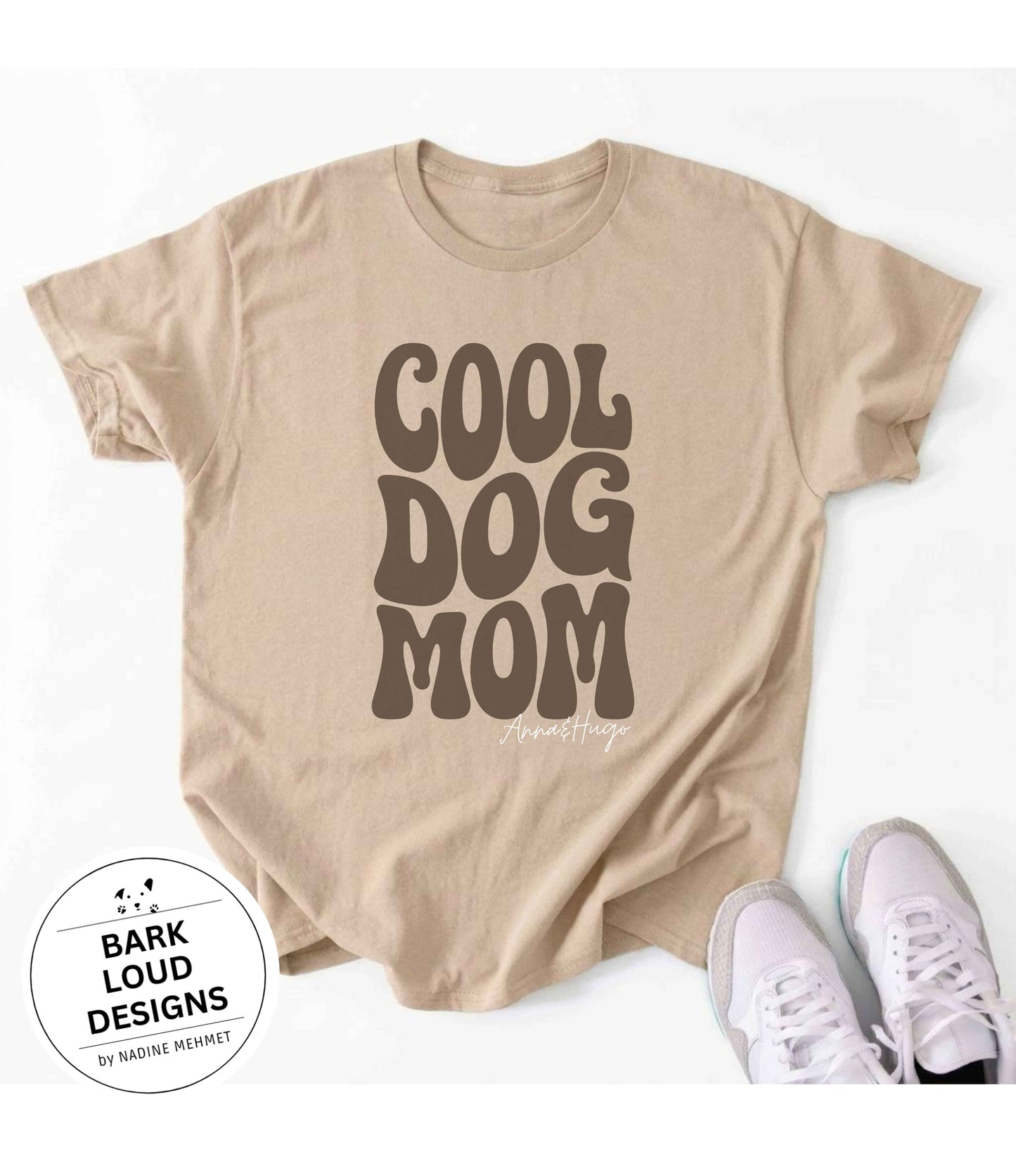 Personalisiertes Premium T-Shirt mit Namen - COOL DOG MOM aus Biobaumwolle