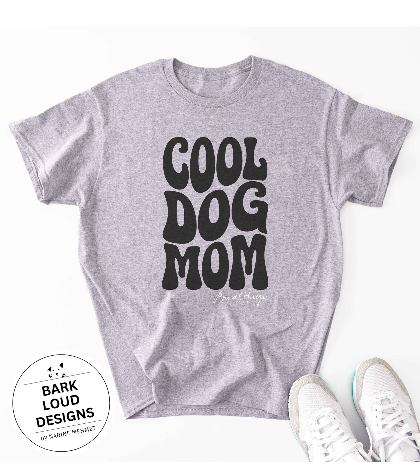 Personalisiertes Premium T-Shirt mit Namen - COOL DOG MOM aus Biobaumwolle