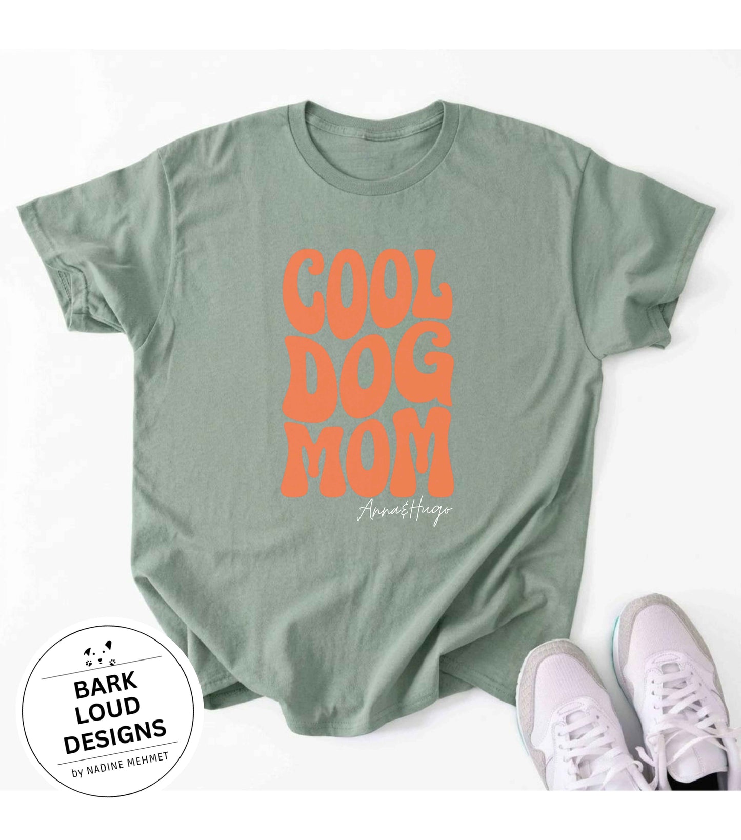 Personalisiertes Premium T-Shirt mit Namen - COOL DOG MOM aus Biobaumwolle