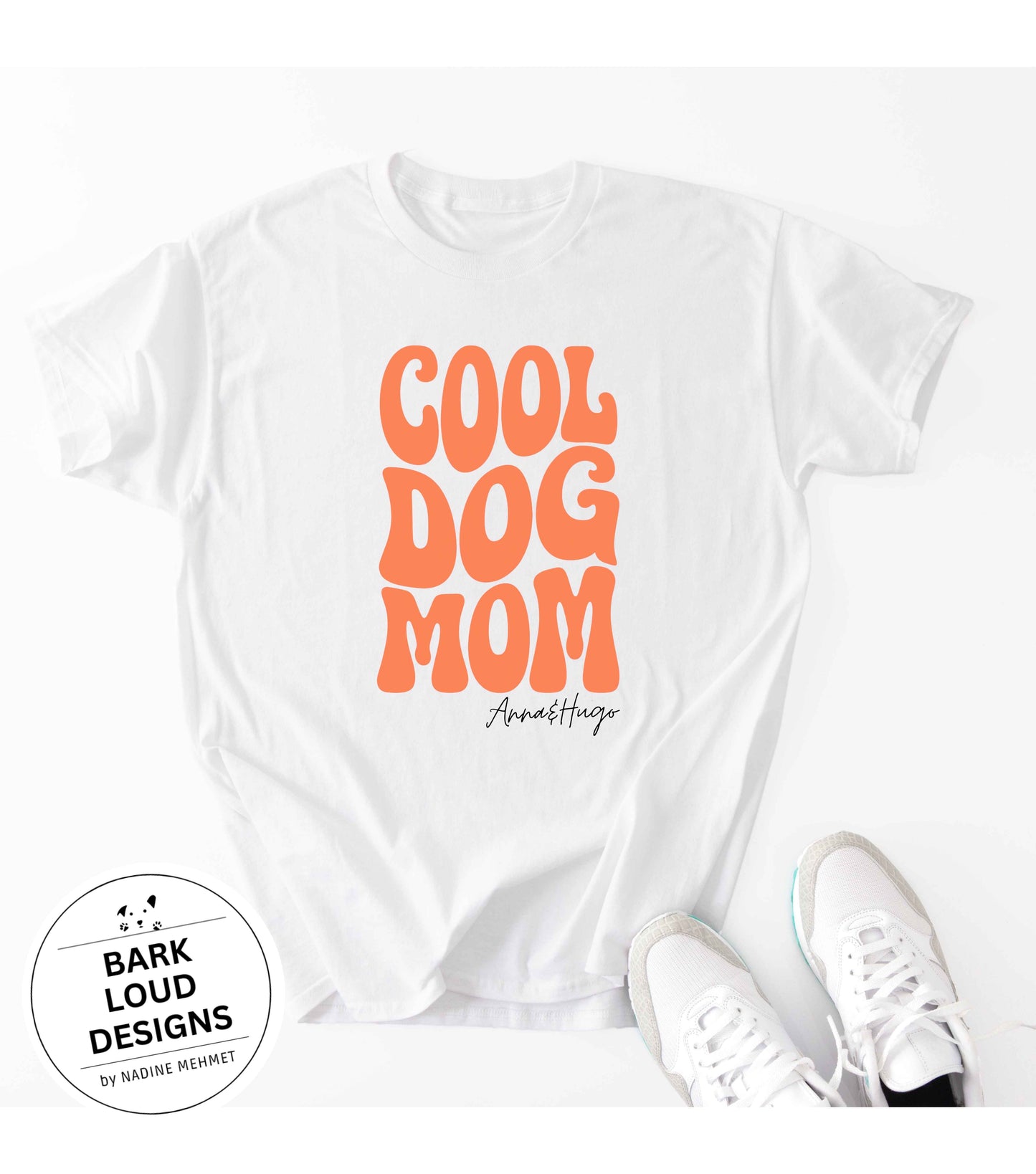 Personalisiertes Premium T-Shirt mit Namen - COOL DOG MOM aus Biobaumwolle