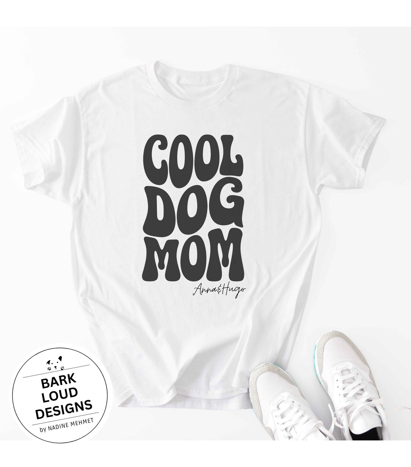 Personalisiertes Premium T-Shirt mit Namen - COOL DOG MOM aus Biobaumwolle