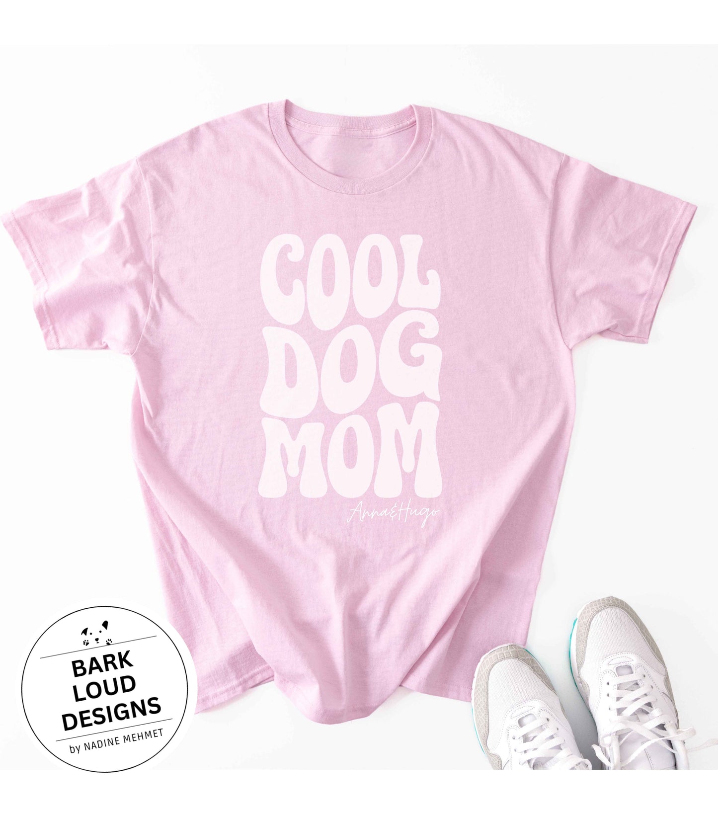 Personalisiertes Premium T-Shirt mit Namen - COOL DOG MOM aus Biobaumwolle