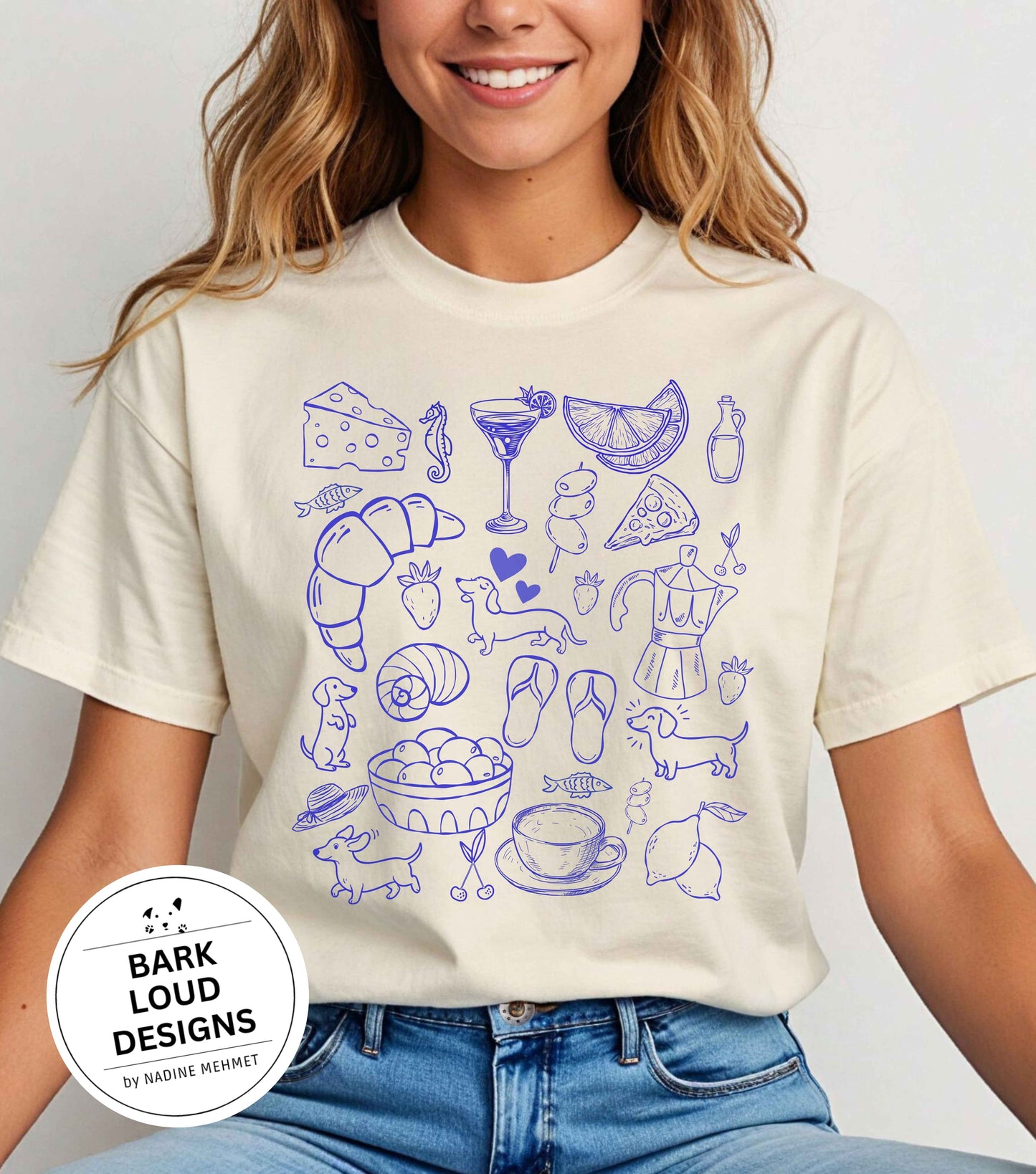 Premium T-Shirt mit Dackeln - Dolce Vita aus Biobaumwolle