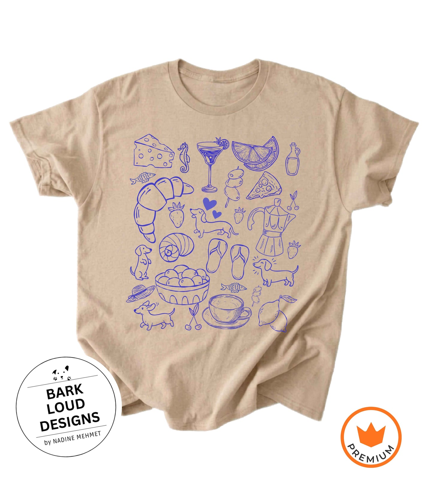 Premium T-Shirt mit Dackeln - Dolce Vita aus Biobaumwolle