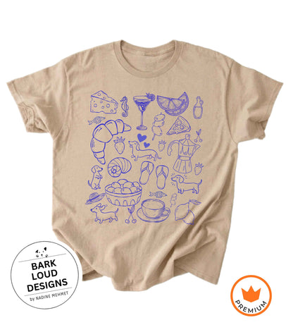 Premium T-Shirt mit Dackeln - Dolce Vita aus Biobaumwolle