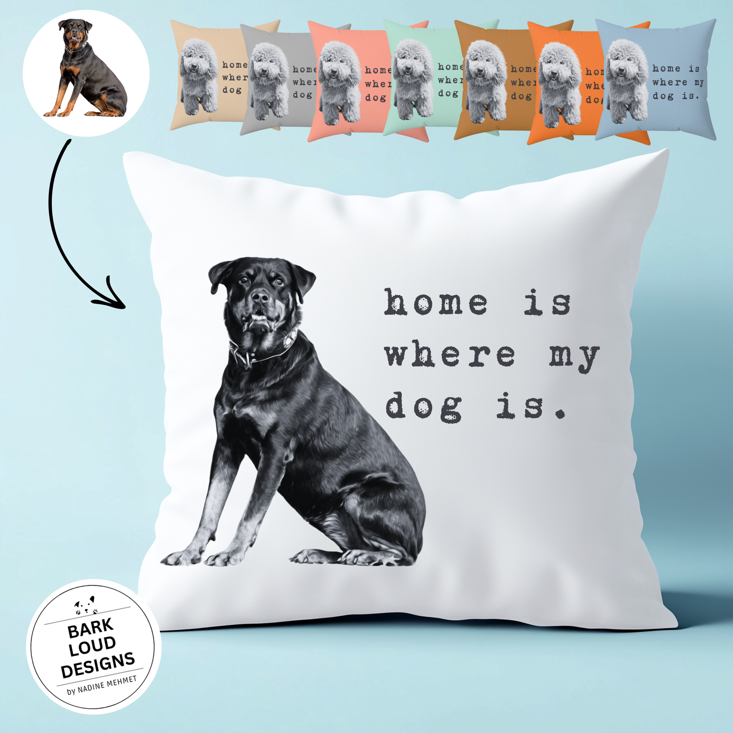 Personalisiertes Kissen Hund - Home is where my dog is
