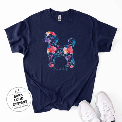 Blumiges Pudel T-Shirt personalisiert - mit Wunschtext