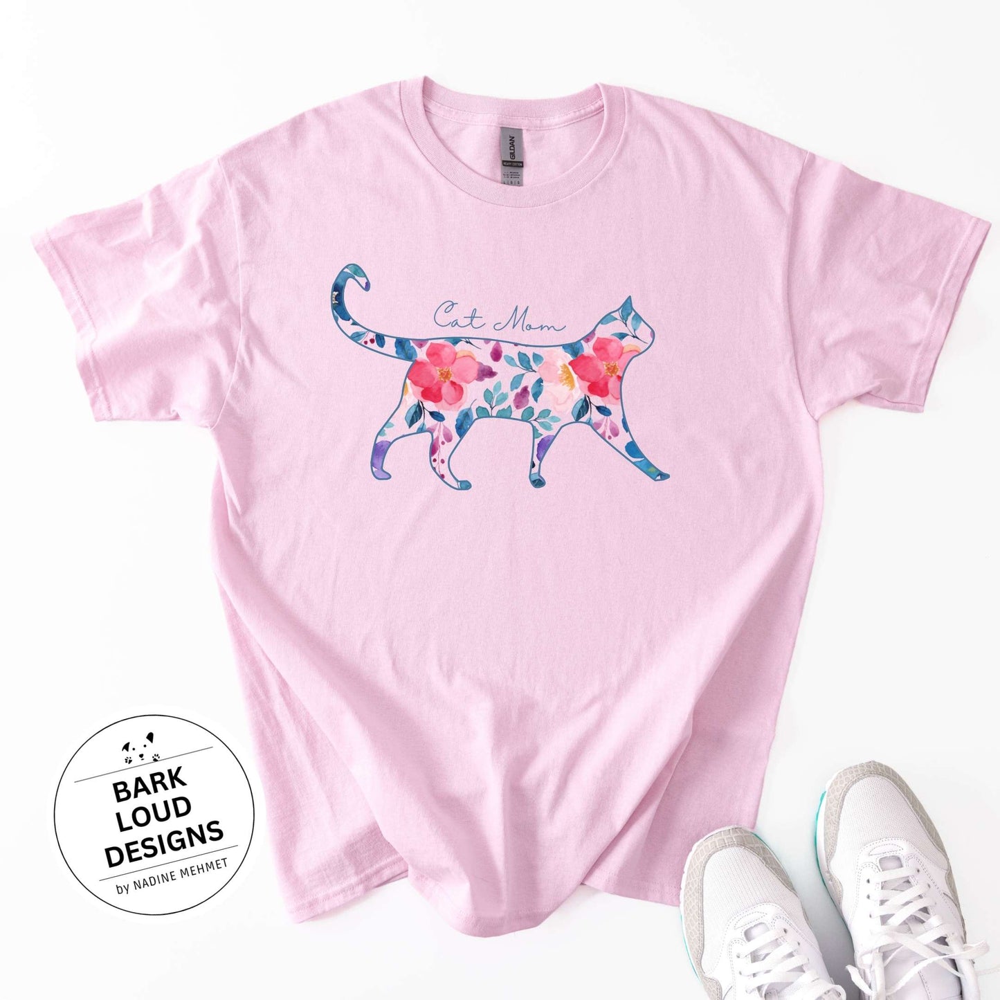 Blumiges Katzen T-Shirt personalisiert - mit Wunschtext