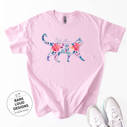 Blumiges Katzen T-Shirt personalisiert - mit Wunschtext