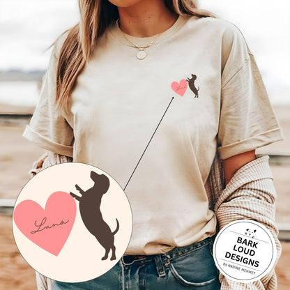 Dackel T-Shirt personalisierbar mit Name - Teckel Heart
