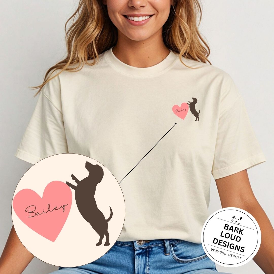 Dackel T-Shirt personalisierbar mit Name - Teckel Heart