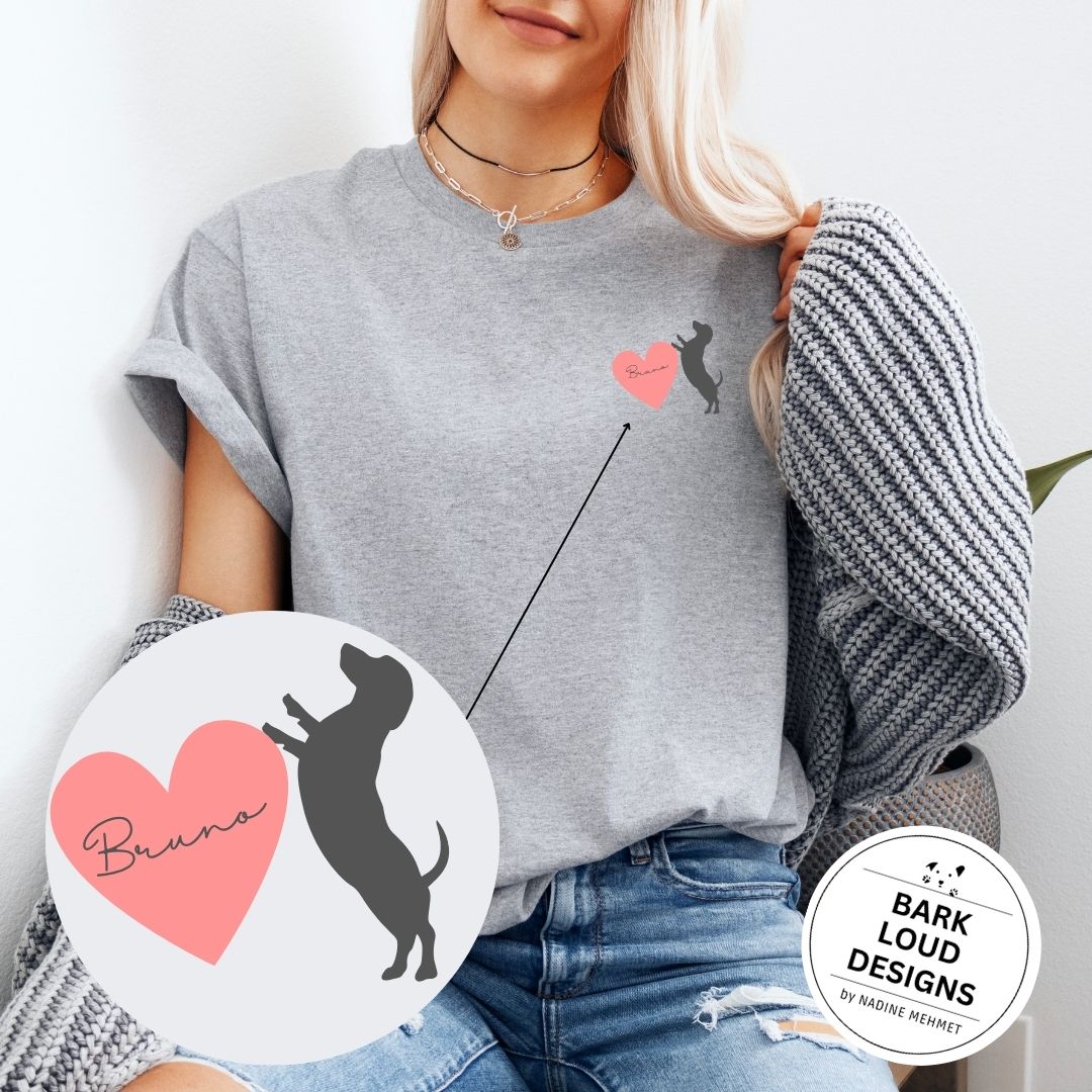 Dackel T-Shirt personalisierbar mit Name - Teckel Heart