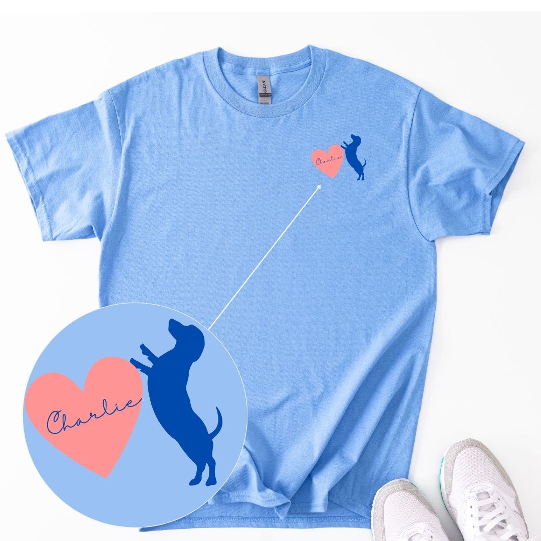 Dackel T-Shirt personalisierbar mit Name - Teckel Heart