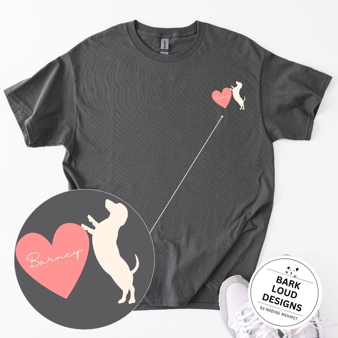 Dackel T-Shirt personalisierbar mit Name - Teckel Heart