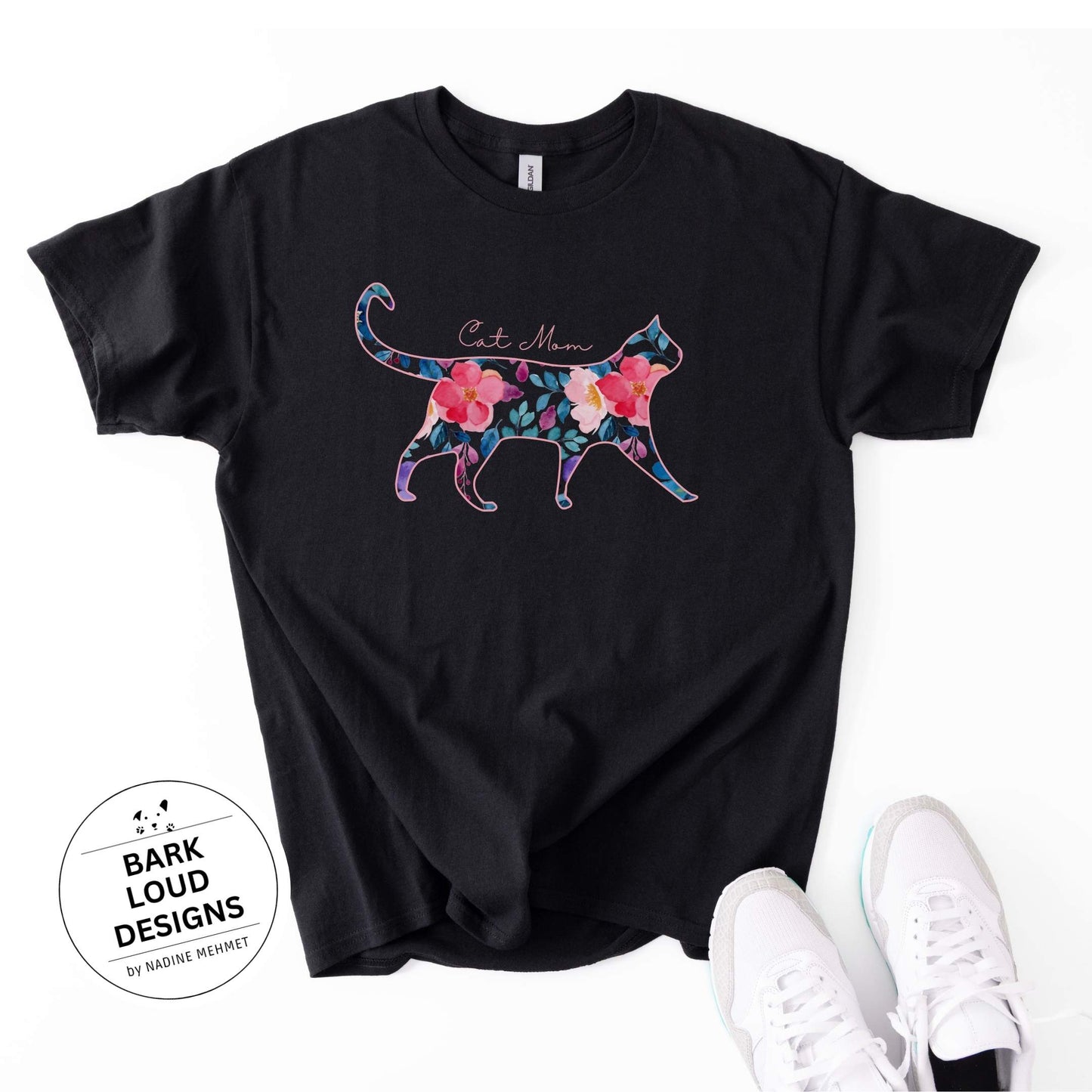Blumiges Katzen T-Shirt personalisiert - mit Wunschtext