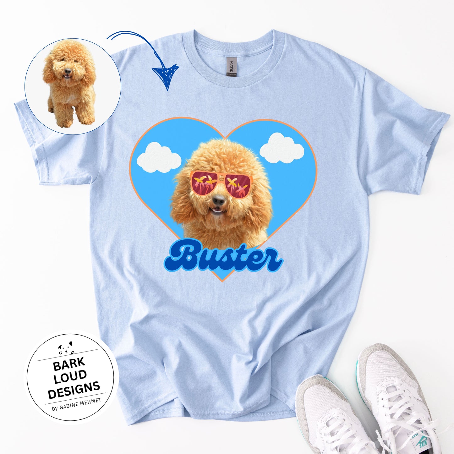 Personalisiertes T-Shirt mit Foto und Name Haustier - Sommer Herz