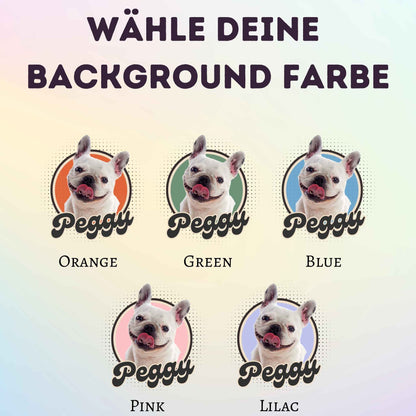 Personalisiertes Kinder T-Shirt mit Foto und Name Haustier - Retro Kreis