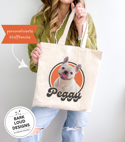 Personalisierter Stoffbeutel mit Foto und Name von deinem Haustier