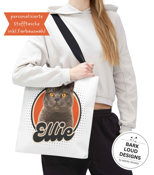 Personalisierter Stoffbeutel mit Foto und Name von deinem Haustier