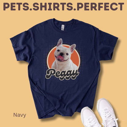 Personalisiertes Kinder T-Shirt mit Foto und Name Haustier - Retro Kreis