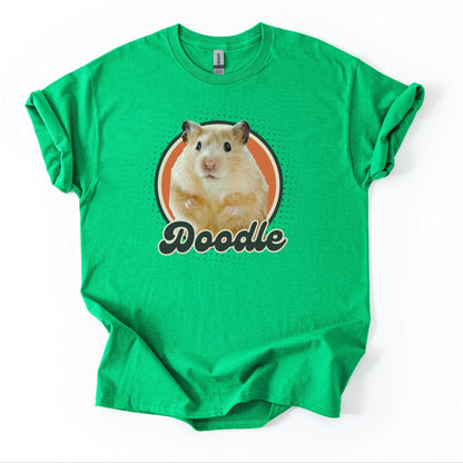 Personalisiertes Kinder T-Shirt mit Foto und Name Haustier - Retro Kreis