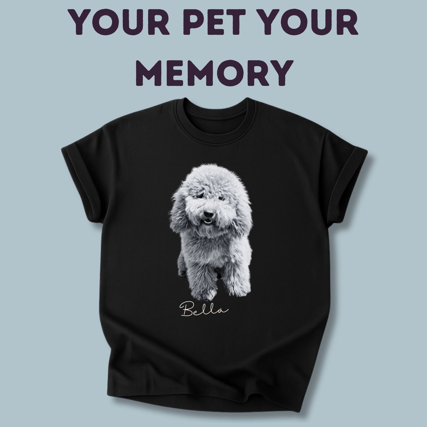 Personalisiertes T-Shirt mit Foto und Name Haustier - Schwarz/Weiß