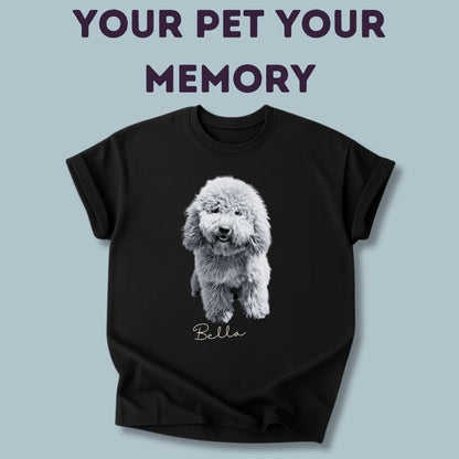 Personalisiertes T-Shirt mit Foto und Name Haustier - Schwarz/Weiß